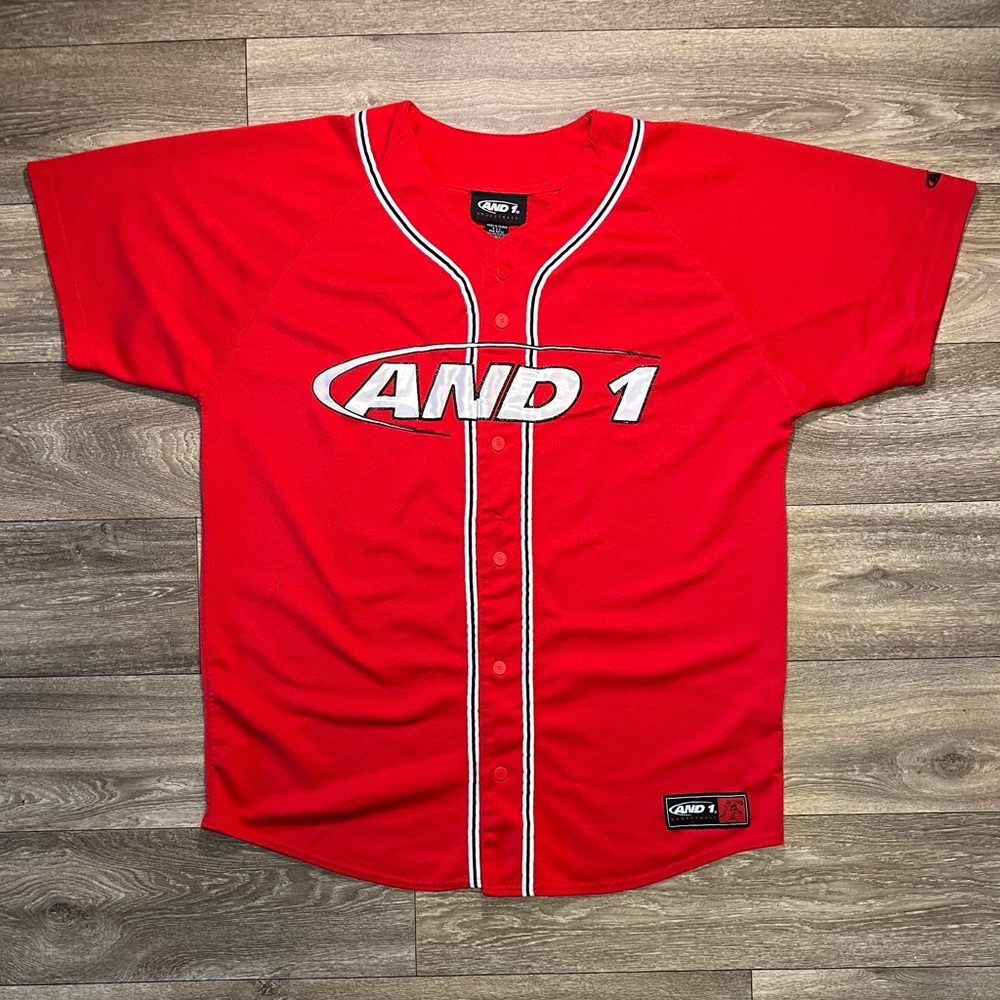 Rare Vintage Y2K And1 Basketball Embroidered Baseball Red Jersey Mens XL